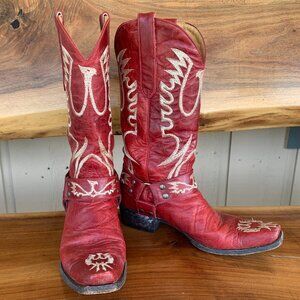 Old Gringo Rare Red Harness Eagle Western Cowboy Boots Leather Size 9 B